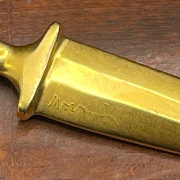 ROBERT LEE MORRIS RLM DAGGER GOLD PLATED SIGNED w/pouch & box - Picture 4 of 6